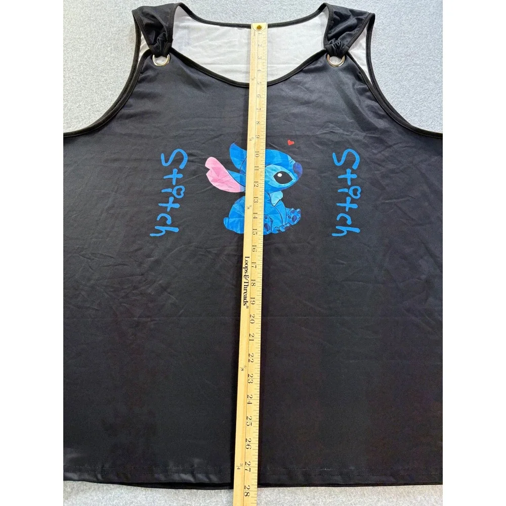 Disney Lilo & Stitch Black Tank Top Sleeveless Graphic Tee 6XL‎ Plus Size